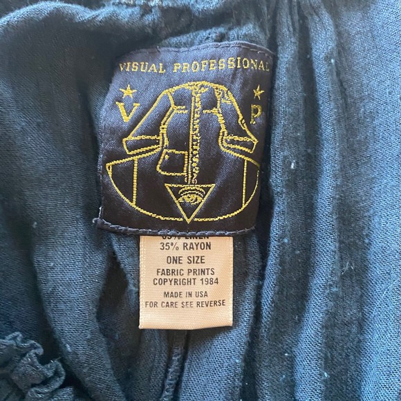 VTG Visual Professional Linen Rayon O/S High Rise Pants Pull On Art To Wear - Picture 5 of 11